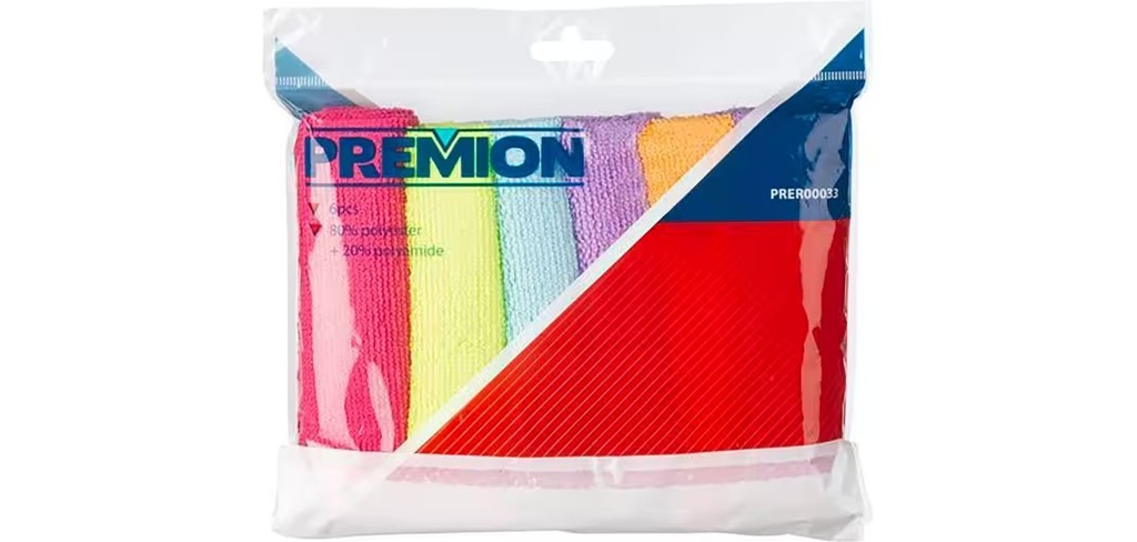 MICROFIBRA PREMION 30 X 30 CM - SURTIDO DE 6