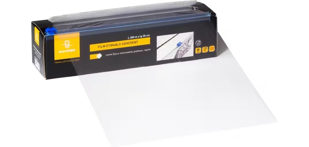 FILM TRANSPARENTE DE PVC PARA ALIMENTOS, ANCHO 30 CM - ROLLO DE 300 M