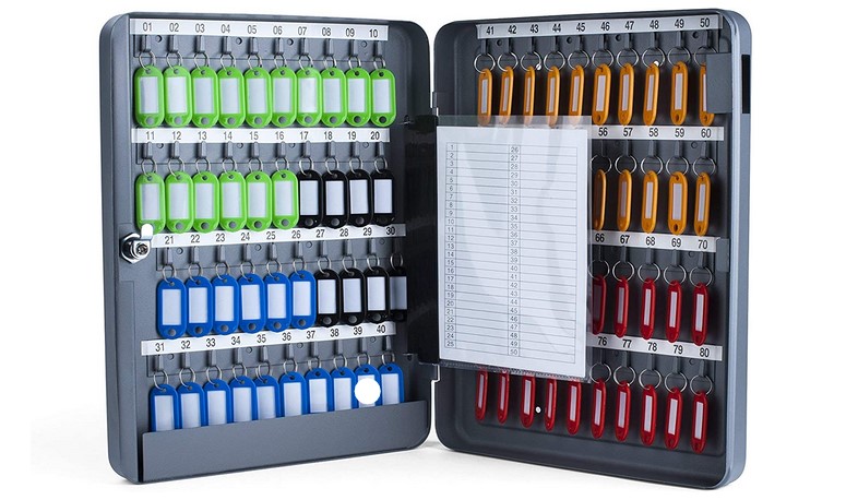 Armario Para Llaves De Pared Caja De Seguridad Con Cerradura (Para 80 Llaves) Gris Oscuro